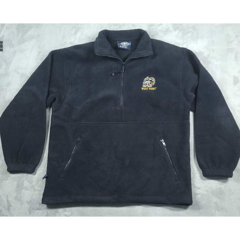 West Point Knights 1/4 Zip Fleece Jacket Mens Medium Black Charles River Logo